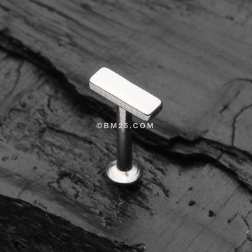 Detail View 1 of Minimalist Rectangular Bar Top Internally Threaded Steel Labret